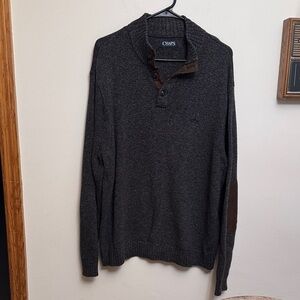 Chaps Men's Charcoal Sweater with Brown Accents
